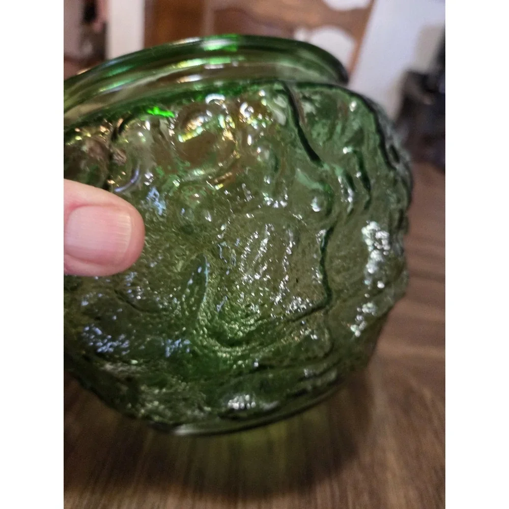 EO Brody Co. emerald green crinkle glass vase or planter Vintage